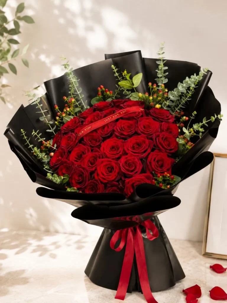 دسته گل رز هلندی برای تولد خانم ها گلفروشی لونا کرج